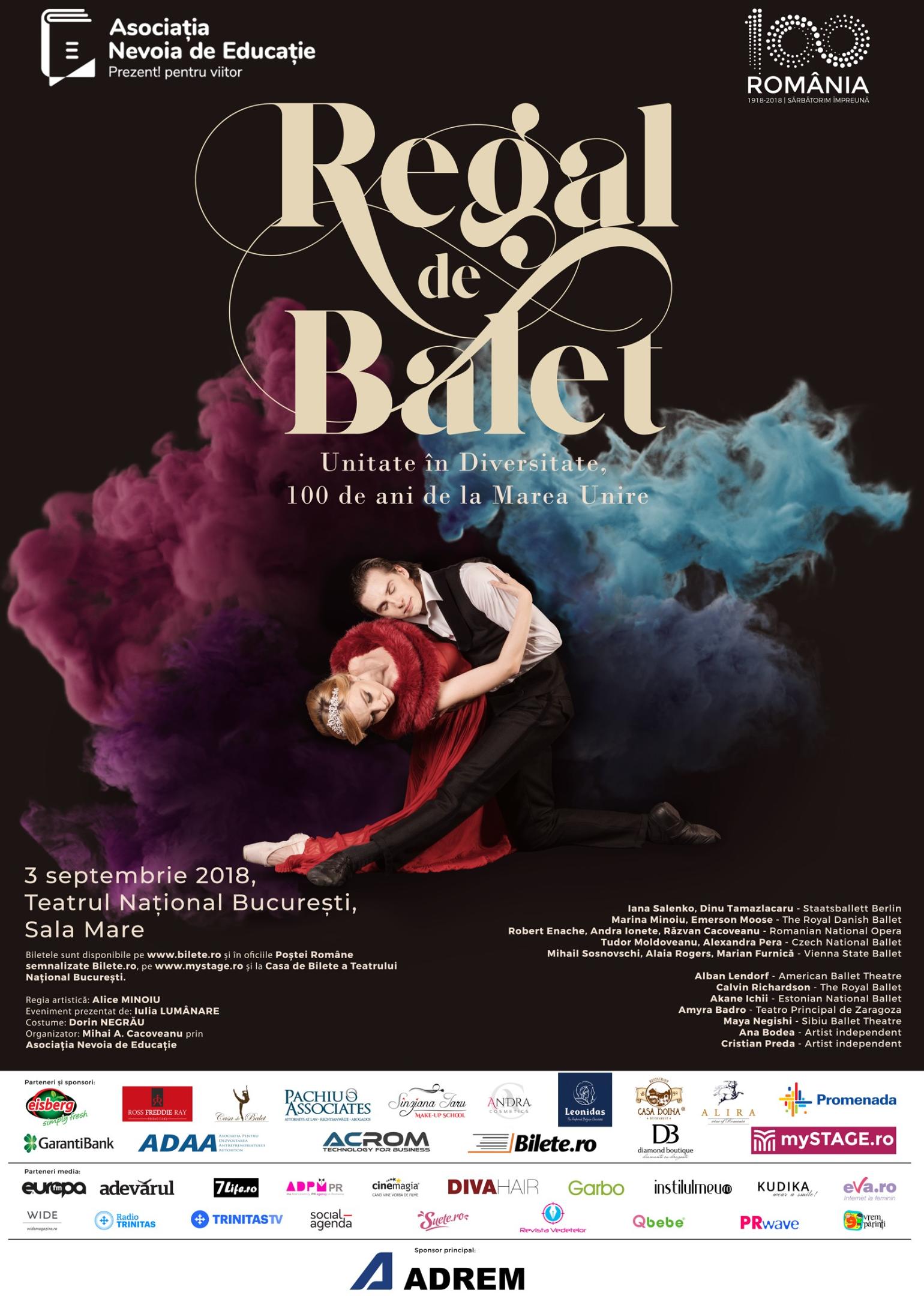 Regal de Balet: Spectacolul care reunește balerini români și străini din întreaga lume pentru a sărbători Centenarul Marii Uniri