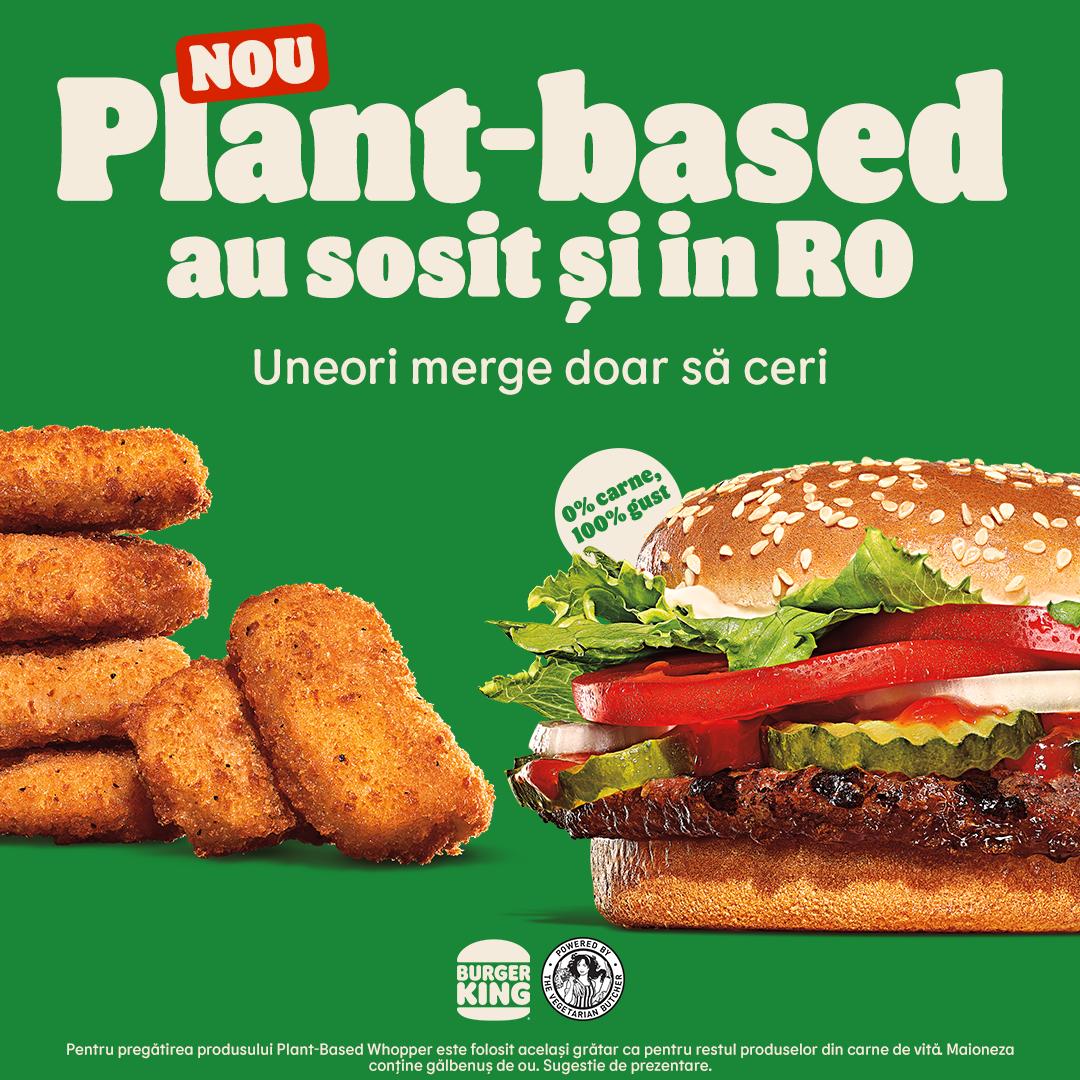 Burger King, primul restaurant cu servire rapidă din România care introduce în meniul său produse Plant-Based.  Plant-Based Whopper și Plant-Based Nuggets sunt aici!
